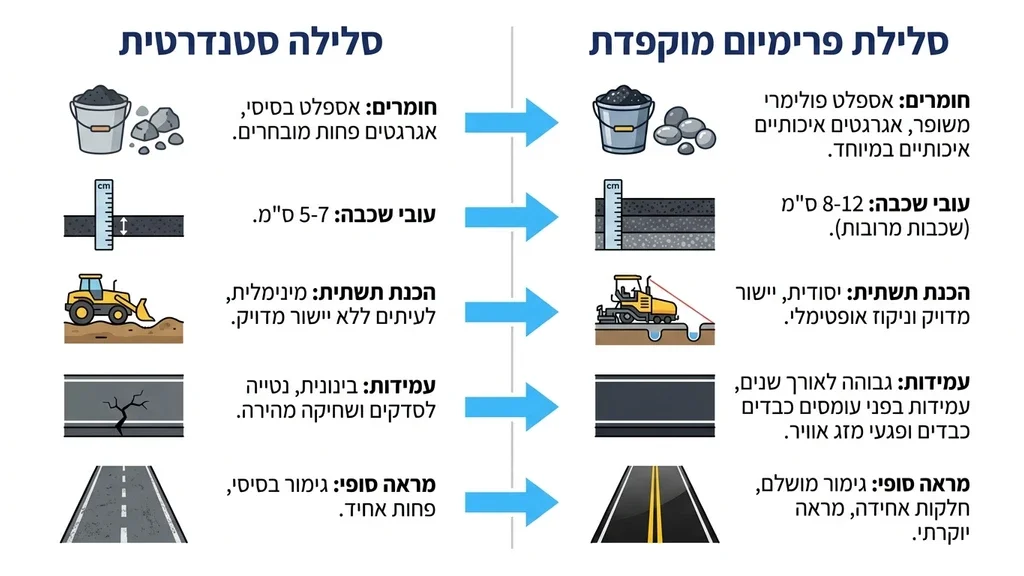 מרקם אספלט איכותי וחדש המדגים סלילת פרימיום