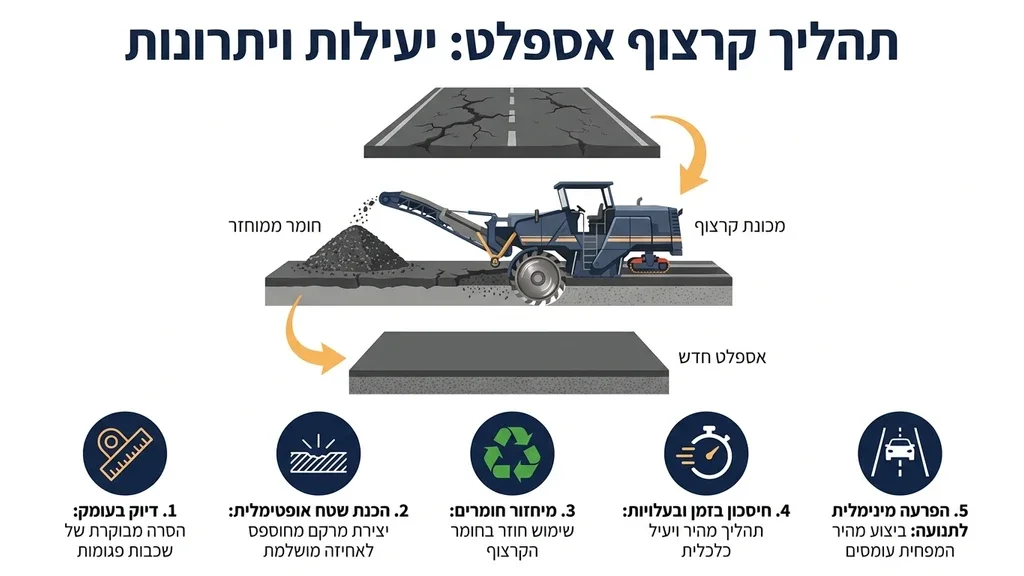נוצר על ידי מודל בינה מלאכותית Gemini Pro מכונת קרצוף אספלט מתקדמת מסירה שכבת כביש ישנה