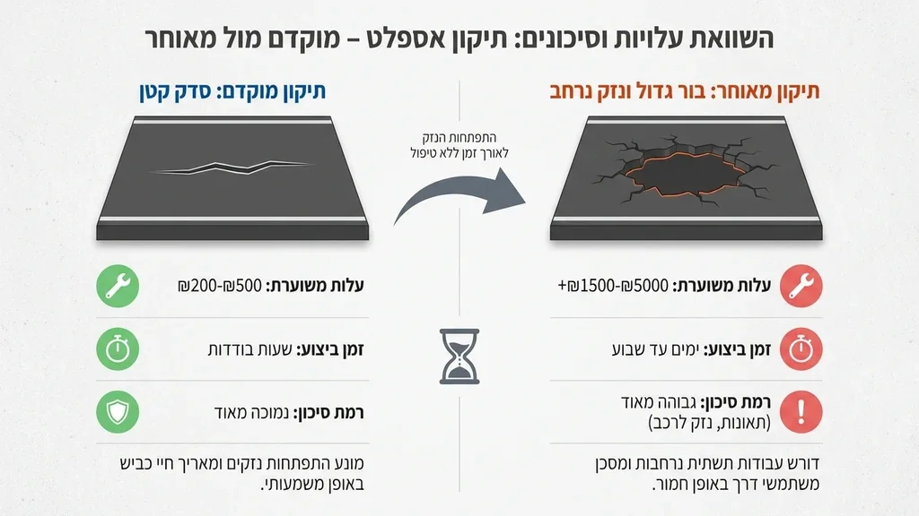 עבודות לתיקון כביש אספלט בשטח עירוני