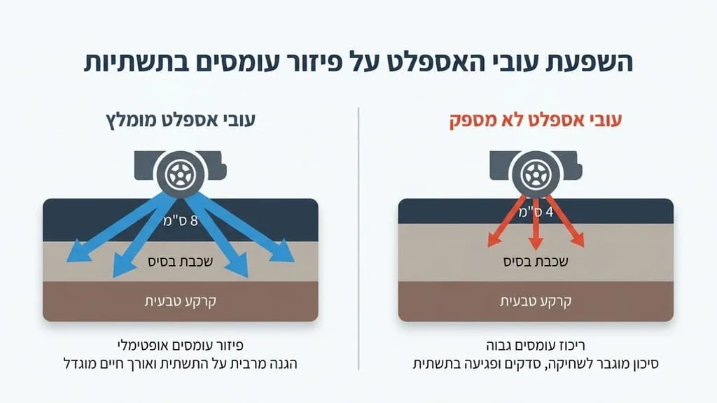 מכבש כבד מהדק את שכבות הבסיס לפני סלילת האספלט